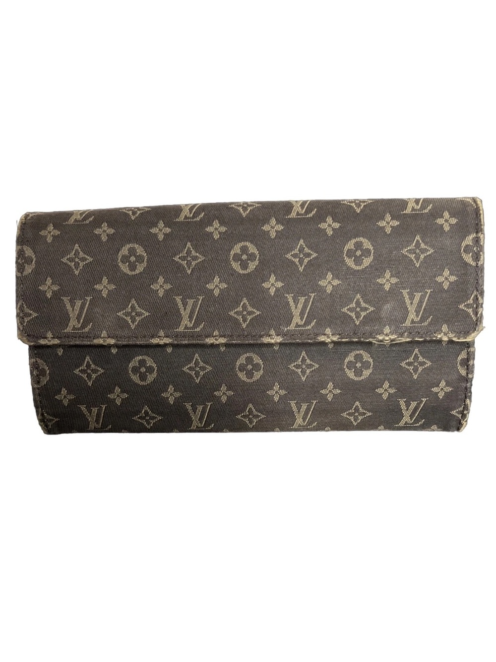 Vintage Louis Vuitton Denim Monogram Chocolate Brown Sarah Wallet